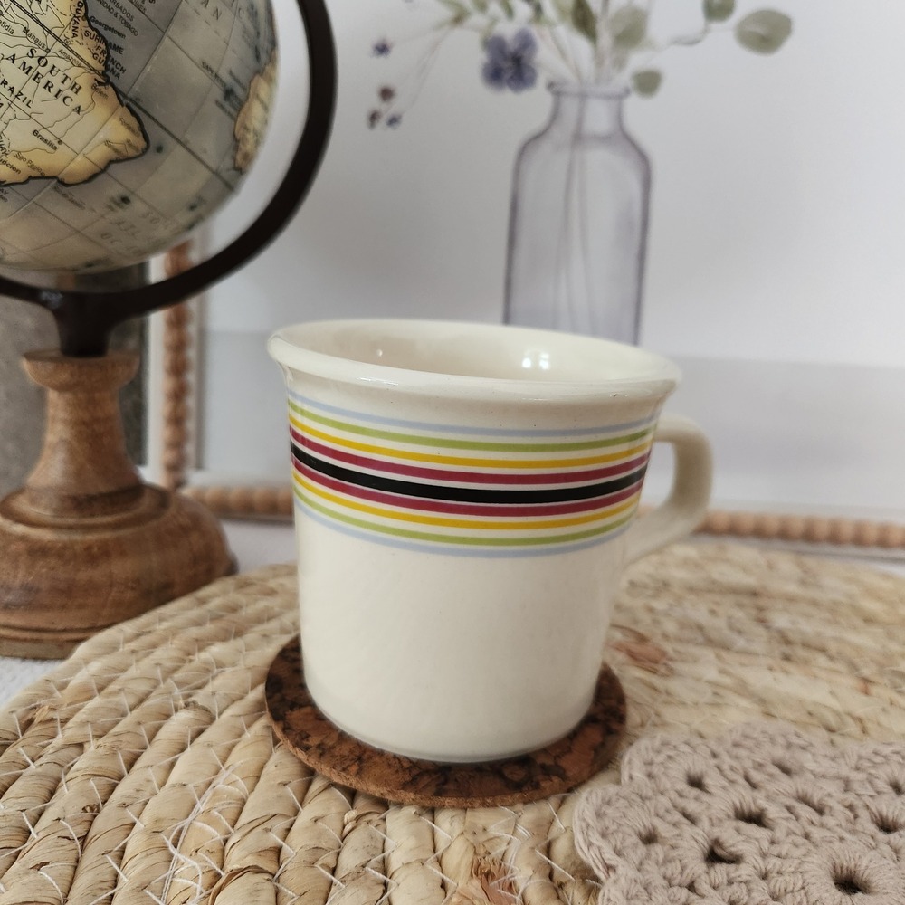 Vintage Taylor Inter National USA Striped Coffee Mug Retro Multi Color Ceramic